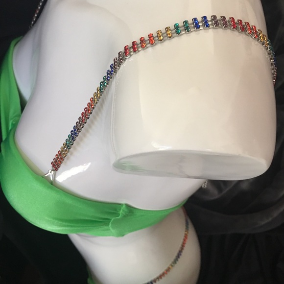 Rainbow Rhinestone Bra Straps - Picture 4 of 6